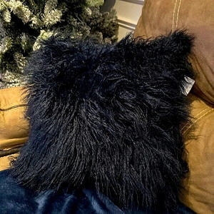 Luxe Navy blue fuzzy comfy  throw pillow cushion